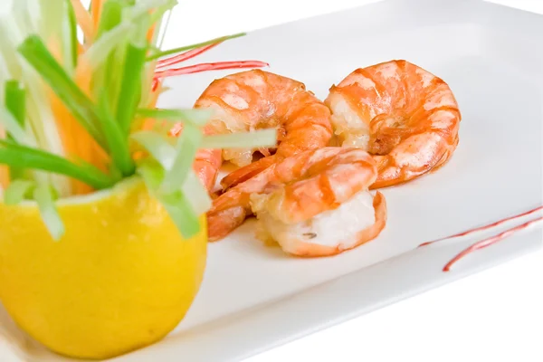 Fried Prawn on plate — Stock Photo, Image