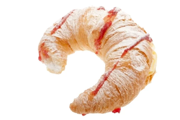 Croissant s pudink smetana — Stock fotografie