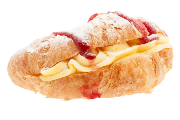 Croissant s pudink smetana — Stock fotografie