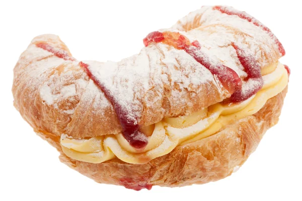 Croissant with blancmange cream — Stock Photo, Image