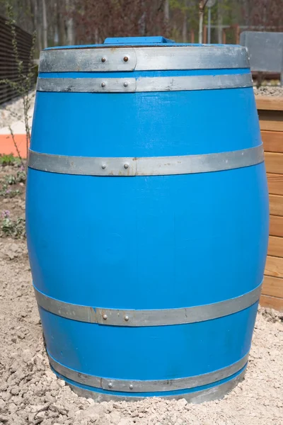 Blue painted barrel — Stock Photo, Image