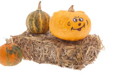 Cadılar Bayramı Balkabağı ile saman balya