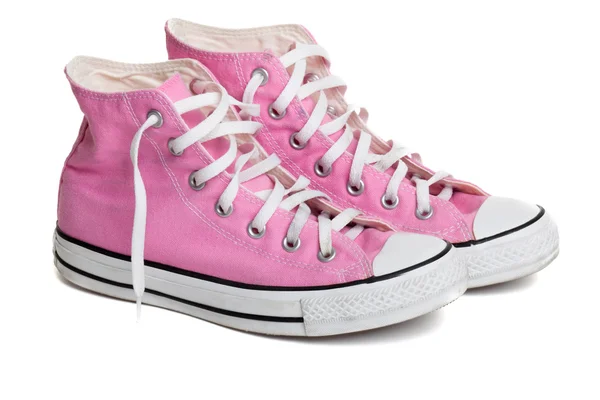 Stare buty różowe, kolorowe koszykówki — Zdjęcie stockowe