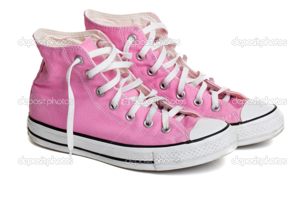 Old pink coloured basketball shoes