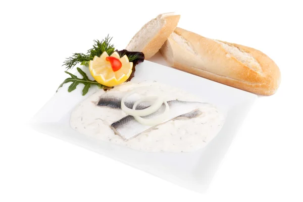 Herring fillet on dill sauce — Stock Photo, Image