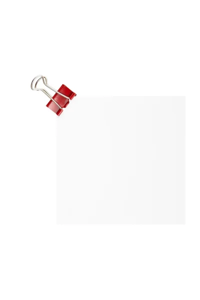 Czerwony spinacz do papieru z papier firmowy — Zdjęcie stockowe