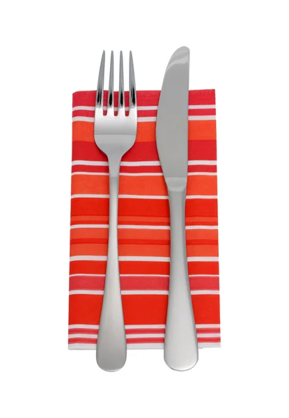 Knife fork and napkin — Stock Photo, Image