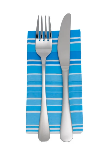 Knife fork and napkin — Stock Photo, Image