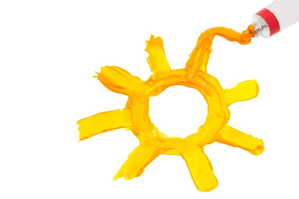 Sun painted with oil paint — Stock Photo, Image