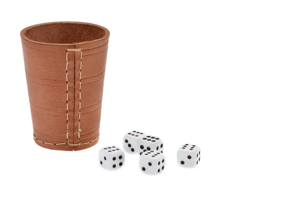 Dices with dice cup — Stock Photo, Image