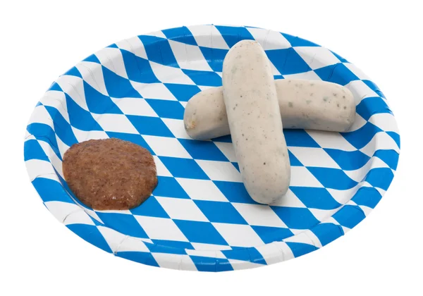 Veal sausage and sweet mustard — Stock Photo, Image