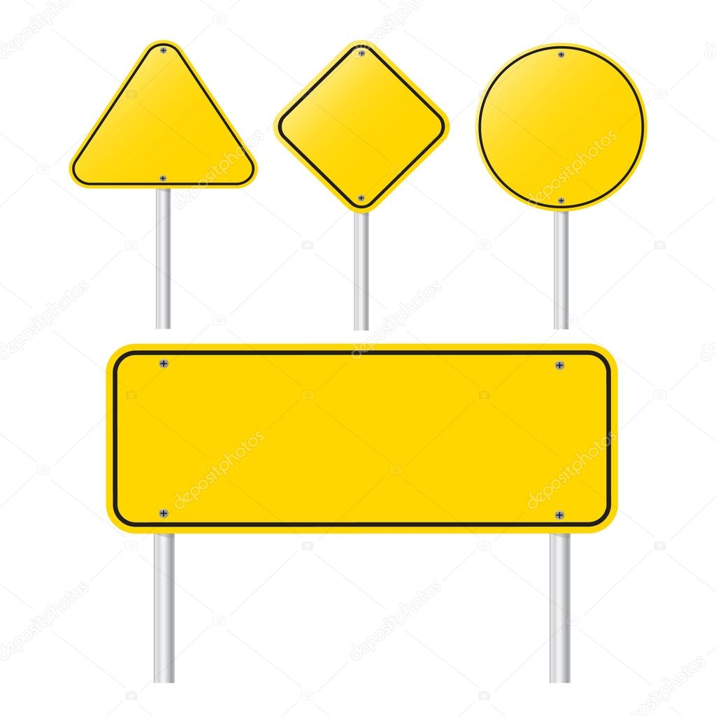 set of  Blank Yellow Sign   - Empty Yellow Symbol isolated set  