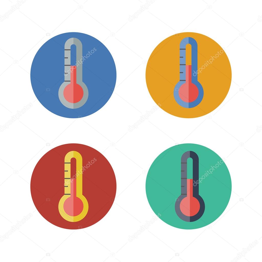 Thermometer flat icon. Vector illustration. set