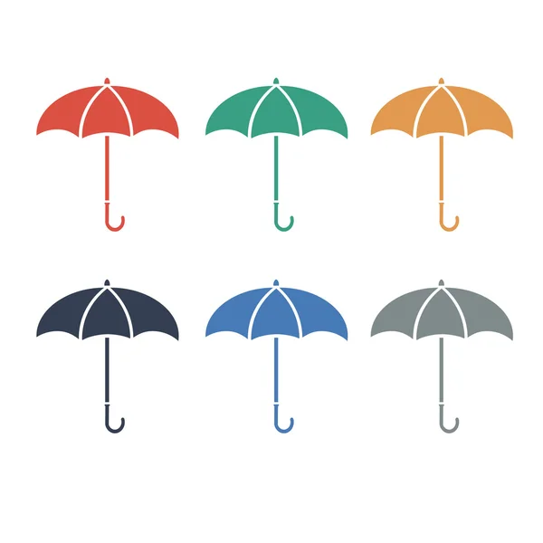 Set di colori icona piatta ombrelli — Vettoriale Stock