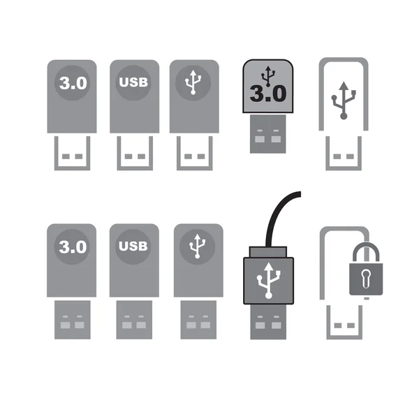 Conjunto de vectores USB — Archivo Imágenes Vectoriales