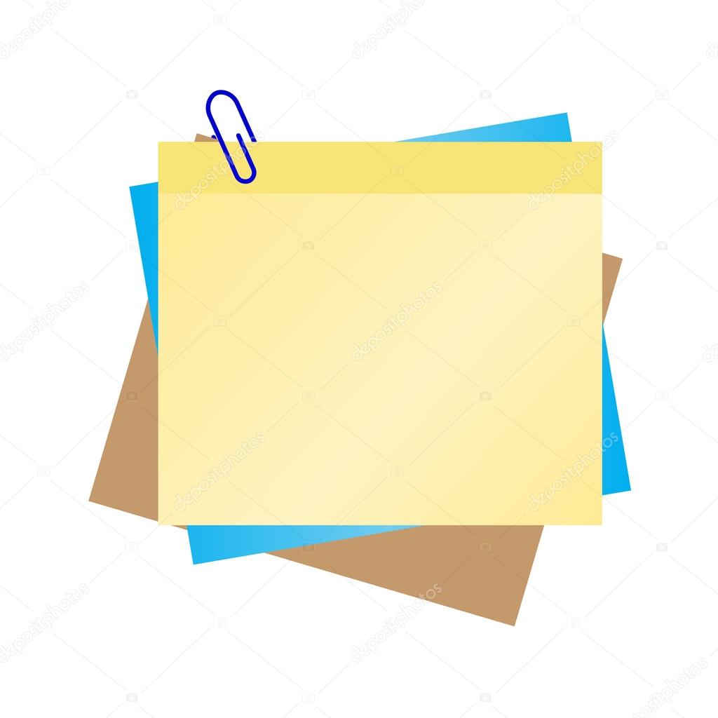 Colorful  blank post it with blue clip