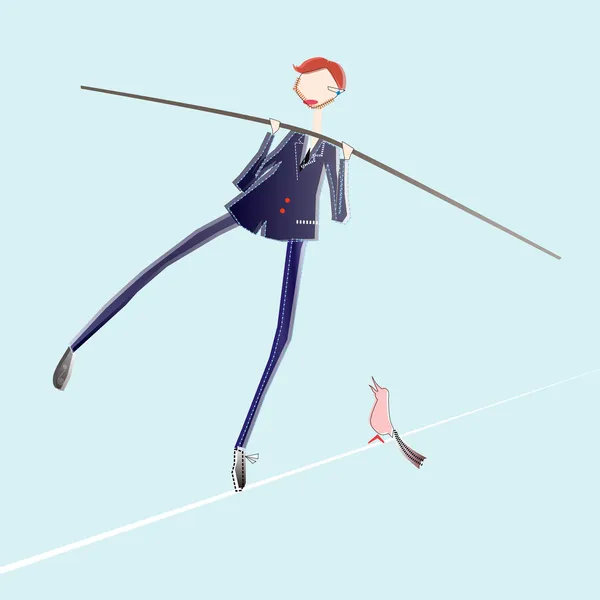 Tightrope business man — Stock Vector