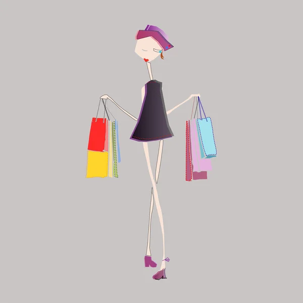 Shopping-Girl — Stockvektor