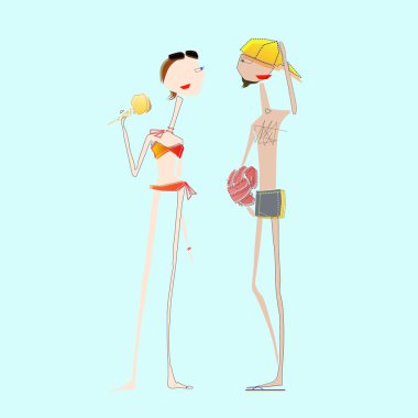 Young lovers on the beach clipart