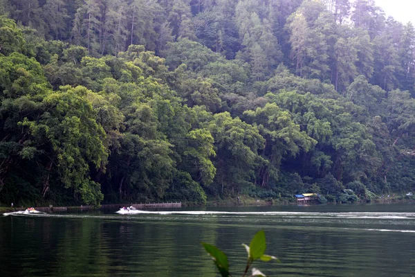 Plano Escénico Del Hermoso Lago Telaga Ngebel Java Oriental Indonesia —  Fotos de Stock