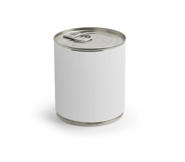 Can con etichetta bianca vuota — Foto Stock