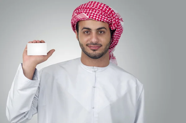 Business man holding business card — Stock Photo, Image