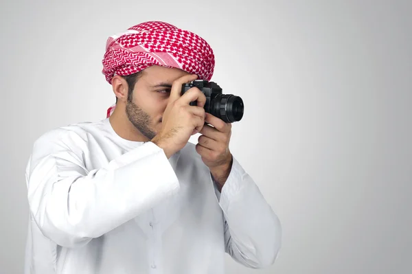 Arabische fotograaf nemen van foto 's — Stockfoto