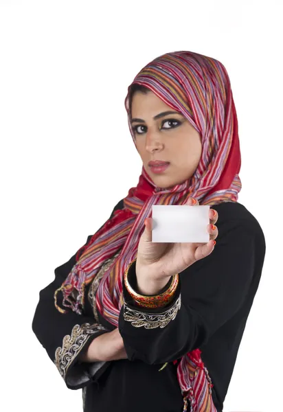 Islamic executive with card — Stock Photo, Image