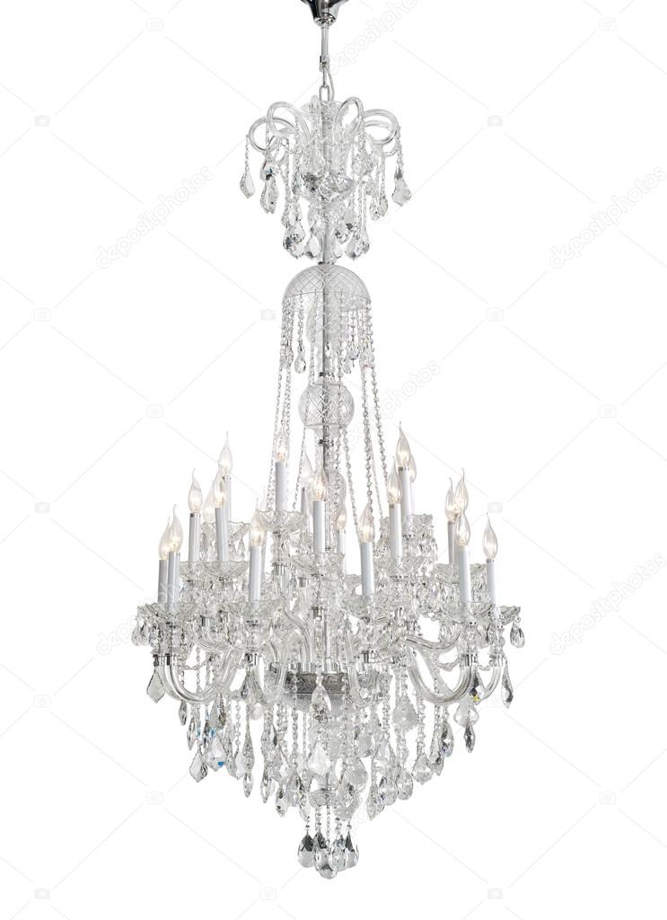 Luxury Glass Chandelier on white background - Clipping Path Included