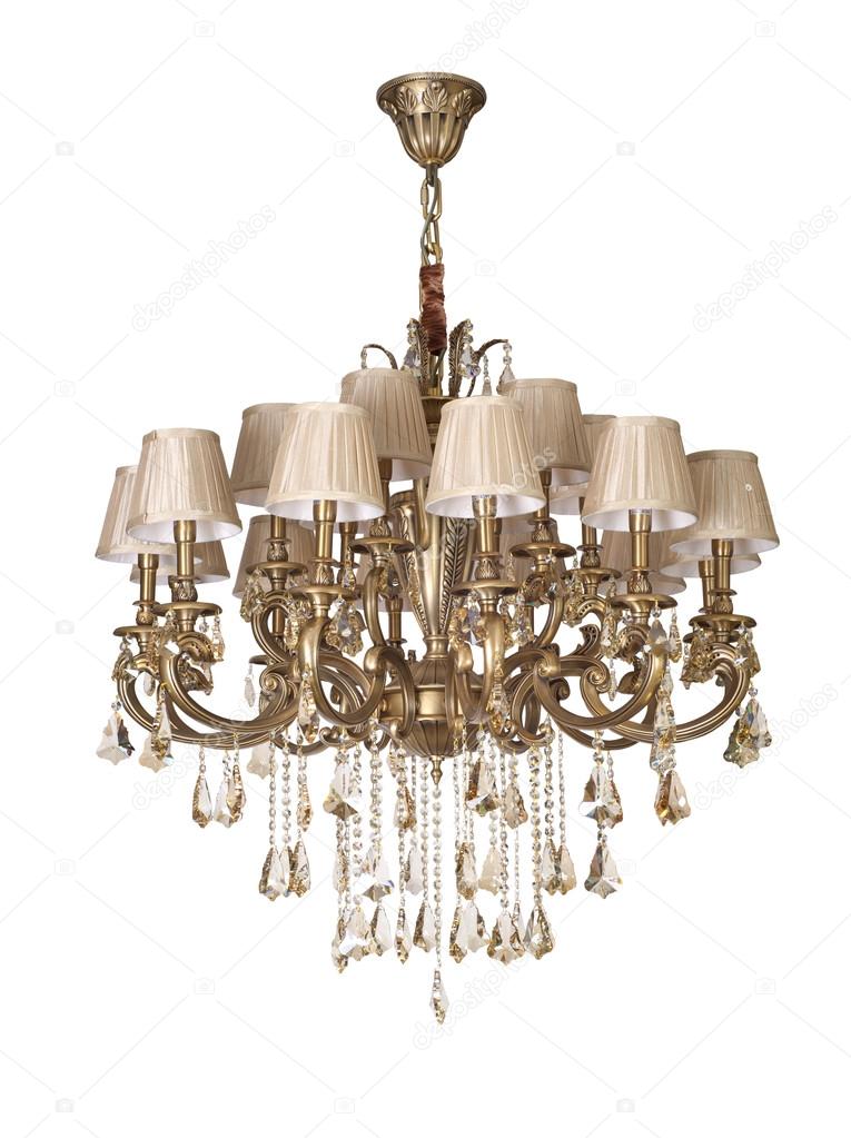 Vintage chandelier isolated on white background with clipping path included