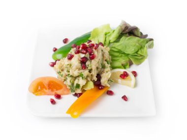 yeşil salata ve limon ile Lübnan yemek tabağı