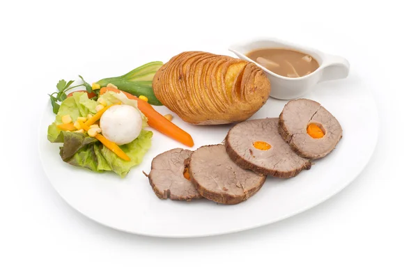 Roast of veal with potatoes — Stock Photo, Image