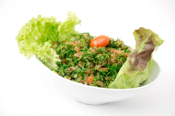 Plate of traditional Arabic salad tabbouleh — Stock Photo, Image