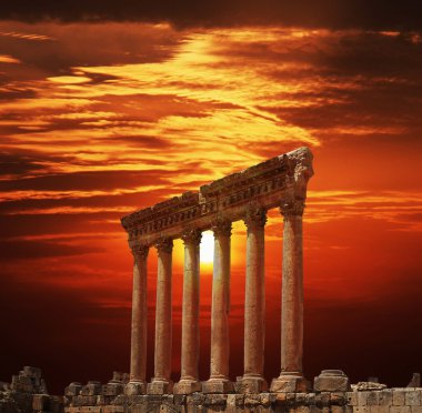 Roman columns at Heliopolis, Baalbeck, Lebanon clipart