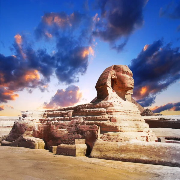 Egyptische sphinx en piramide — Stockfoto