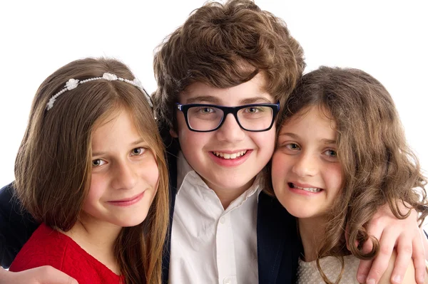 Family shot of a brother and two sisters isolated — Stock Photo, Image