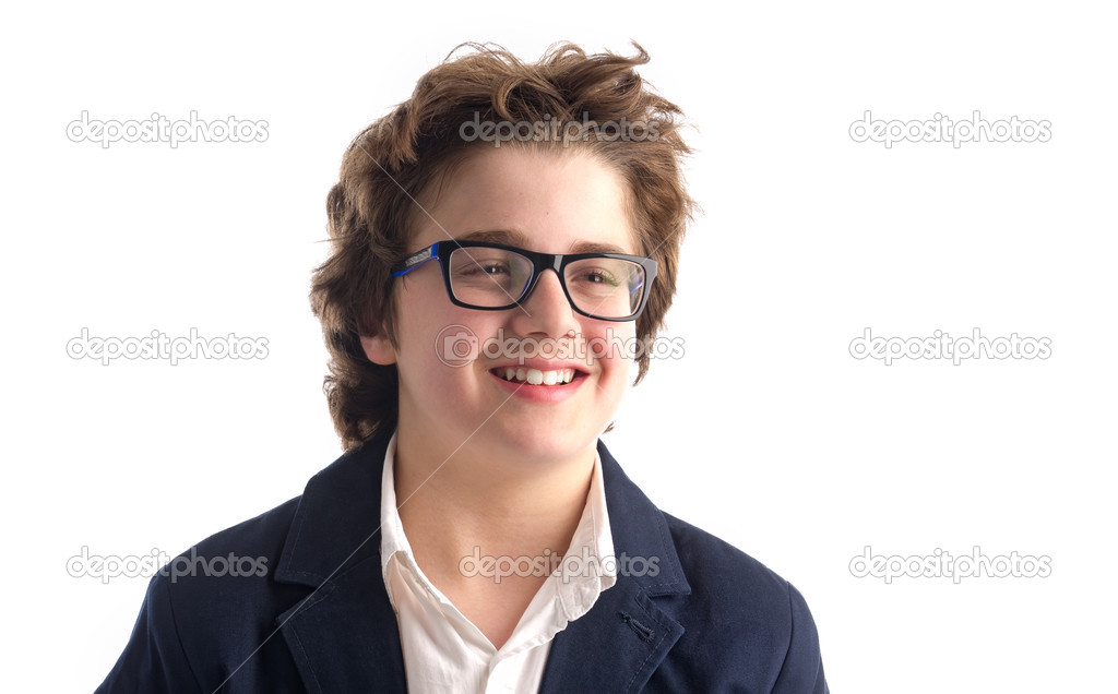 Portrait of a nerd guy smiling
