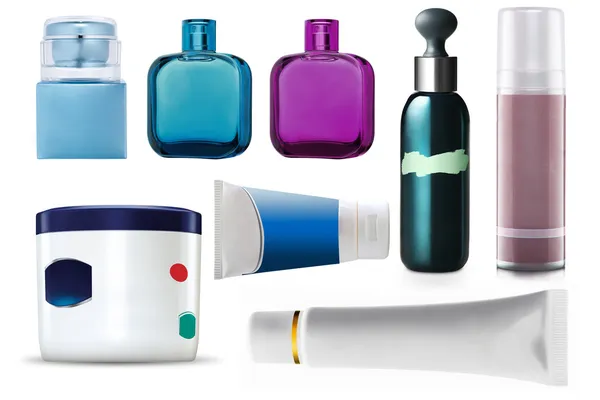 Bottiglie di prodotti di salute e bellezza — Foto Stock