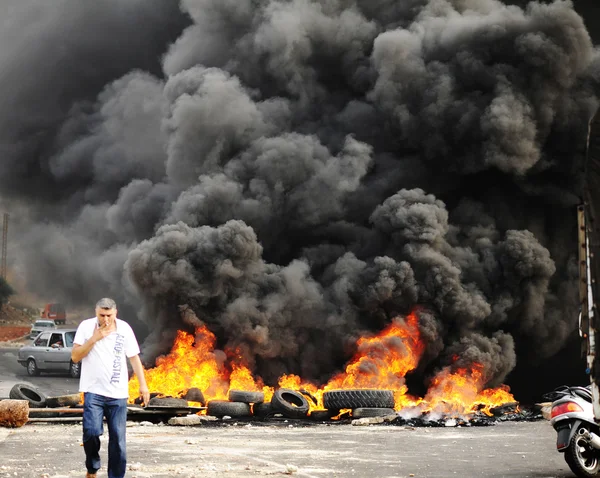 Burning tires — Stock Photo, Image