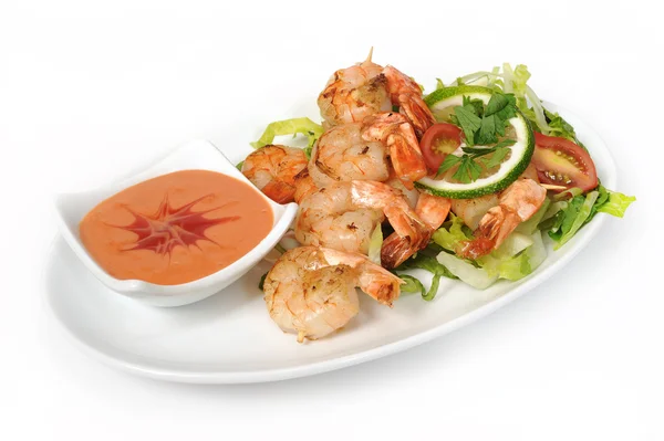 Large shrimps on plate — Stock Photo, Image