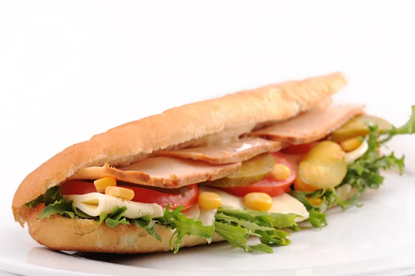 Tasty turkey sandwich — Stock Photo, Image