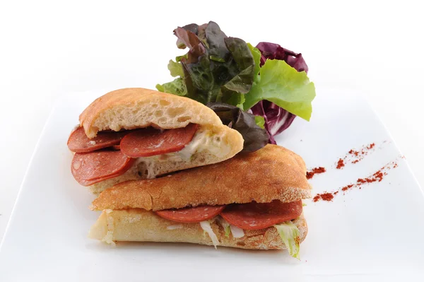 Pepperoni sandwich — Stock Photo, Image