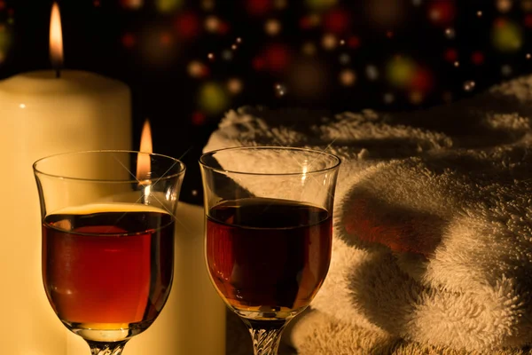 Celebration candlelight with wine — Stock Photo, Image