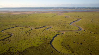 Llanrhidian bataklığının, Gower 'ın, Galler' in, İngiltere 'nin hava manzarası.