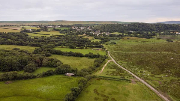 Aerial View Llanrhidian Marsh Village Gower Wales — Stock Photo, Image