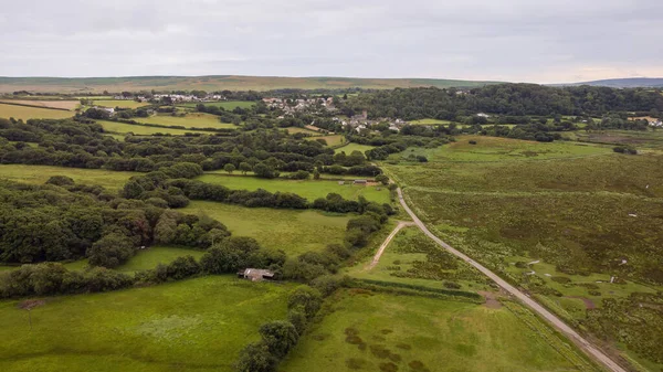 Veduta Aerea Della Palude Del Villaggio Llanrhidian Gower Galles Regno — Foto Stock