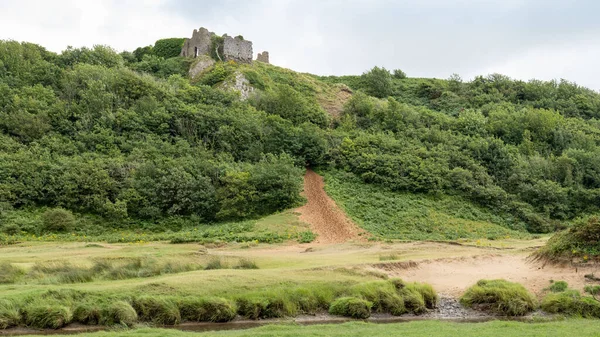 Landscape View Pennard Castle Three Cliffs Bay Wales — Stock Photo, Image