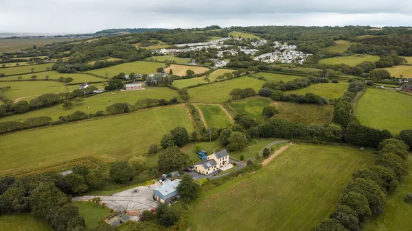 Swansea July 2021 オランダの村の空中風景 Gower Wales — ストック写真