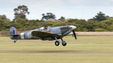 Old Warden, UK - 3rd July 2022: An iconic vintage Spitfire fighter aircraft seen in operation