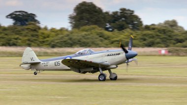 Old Warden, UK - 3rd July 2022: An iconic vintage Spitfire fighter aircraft seen in operation